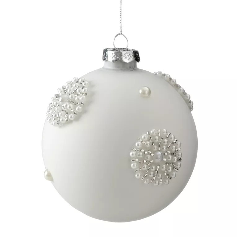 Klasyczna szklana bombka ręcznie zdobiona perełkami Eurofirany