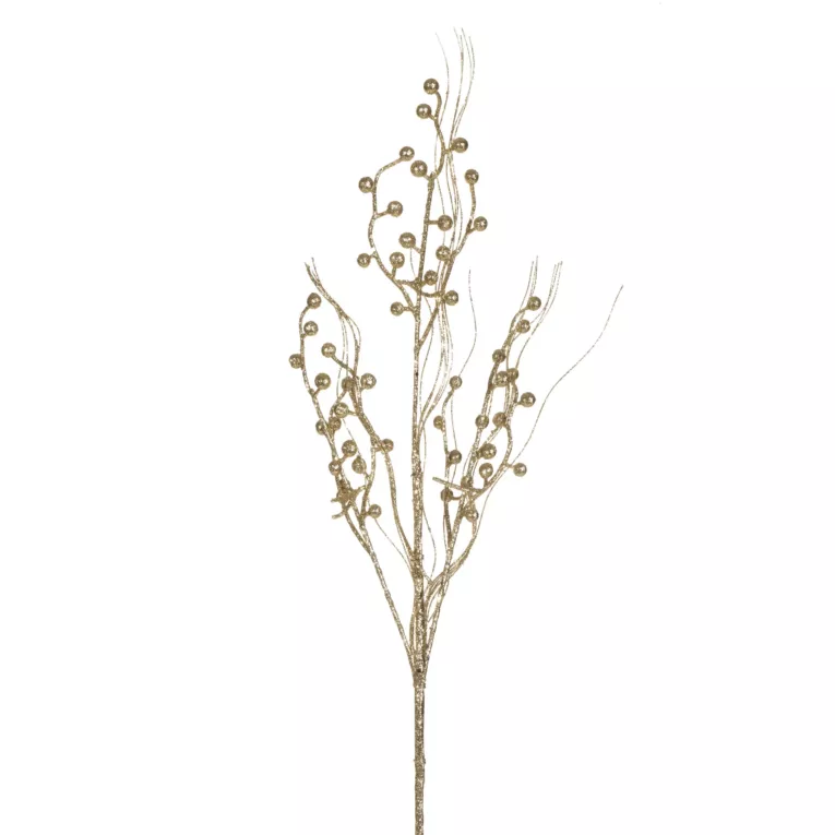 Szampańska gałązka dekoracyjna z drobnymi kuleczkami na choinkę stroik 50 cm Eurofirany