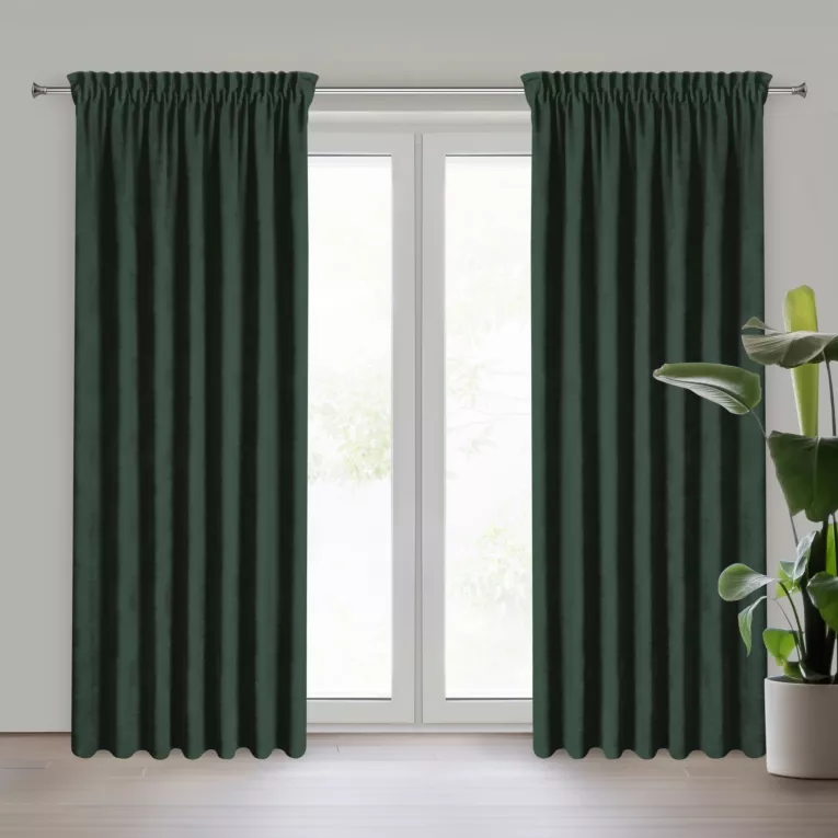 Zasłona ciemnozielona z tkaniny welurowej 420x220 cm taśma - Dora Eurofirany