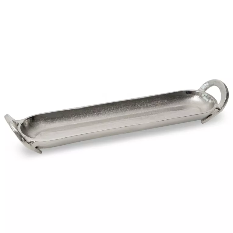 SARA metalowa patera srebrna z uchwytami 55x13 cm Eurofirany