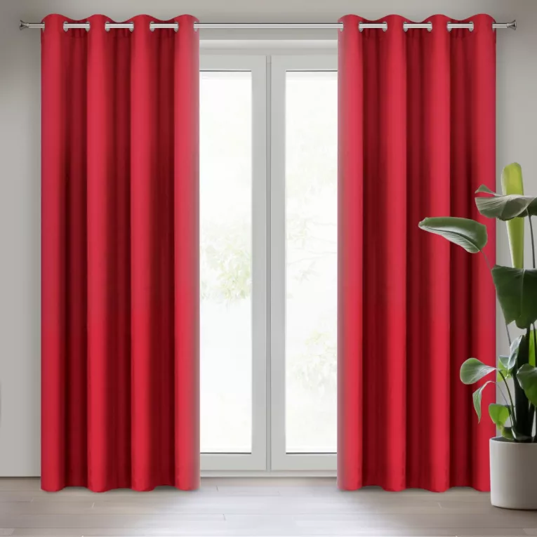 Zasłona czerwona z matowej gładkiej tkaniny 140x250 cm przelotka RITA Eurofirany