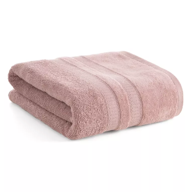 Ręcznik do rąk 30x50 cm bawełniany kolor pudrowy z welwetową bordiurą w pasy 500 g/m2 PORTO Eurofirany