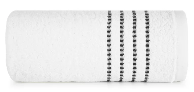 Ręcznik kąpielowy 70x140 cm bawełniany kolor biały z ozdobnym stębnowaniem na bordiurze 500 g/m2 FIORE Eurofirany
