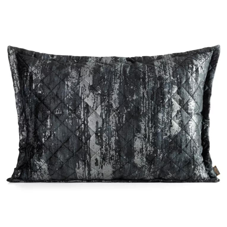Poszewka na poduszkę 50x70 cm welwetowa pikowana metoda hot press zdobiona błyszczącym przecieranym nadrukiem czarna BLINK 43 EUROFIRANY PREMIUM