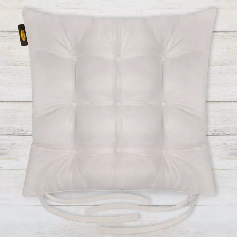 Poduszka na krzesło 40 x 40 x 6 cm  dwustronna welurowa srebrna z dziewięcioma pikowaniami ADORE Eurofirany