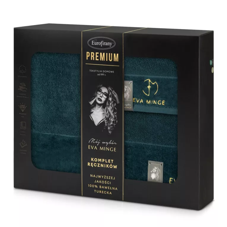 Zestaw ręczników bawełnianych 3 szt kolor ciemnozielony 550 g/m2 GAJA Eva Minge Eurofirany