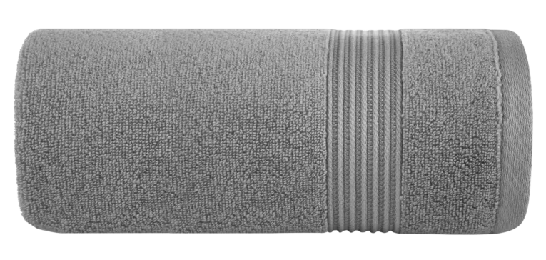 Ręcznik kąpielowy 70x140 cm bawełniany kolor stalowy 0 twist zdobiony paseczkami 550 g/m2 MOLLY Eurofirany