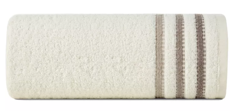 Ręcznik kąpielowy 50x90 cm bawełniany kolor kremowy z klasyczną bordiurą w paski 500 g/m2 IRENE Eurofirany