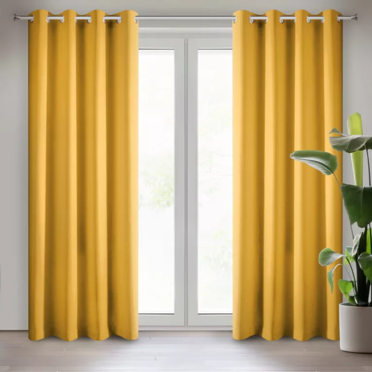 Zasłona musztardowa z matowej gładkiej tkaniny 140x250 cm przelotka RITA Eurofirany