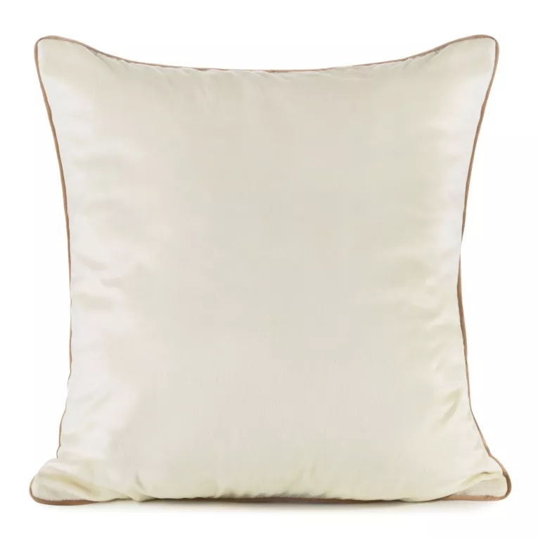 Poszewka na poduszkę 60x60 cm welwetowa o delikatnym połysku z ozdobną lamówką kremowa GAJA 2 Eurofirany