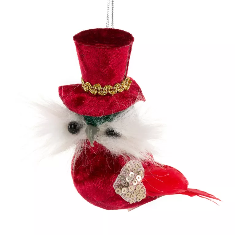 Dekoracyjna ozdoba choinkowa zabawna SOWA w kapeluszu Eurofirany