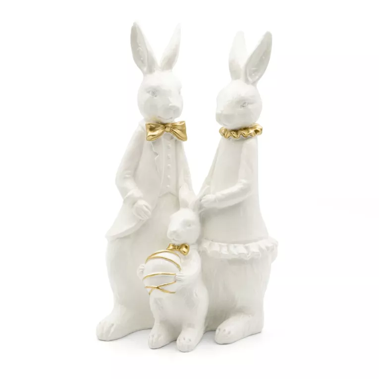 Figurka wielkanocna z żywicy poliestrowej rodzina zajączków Eurofirany