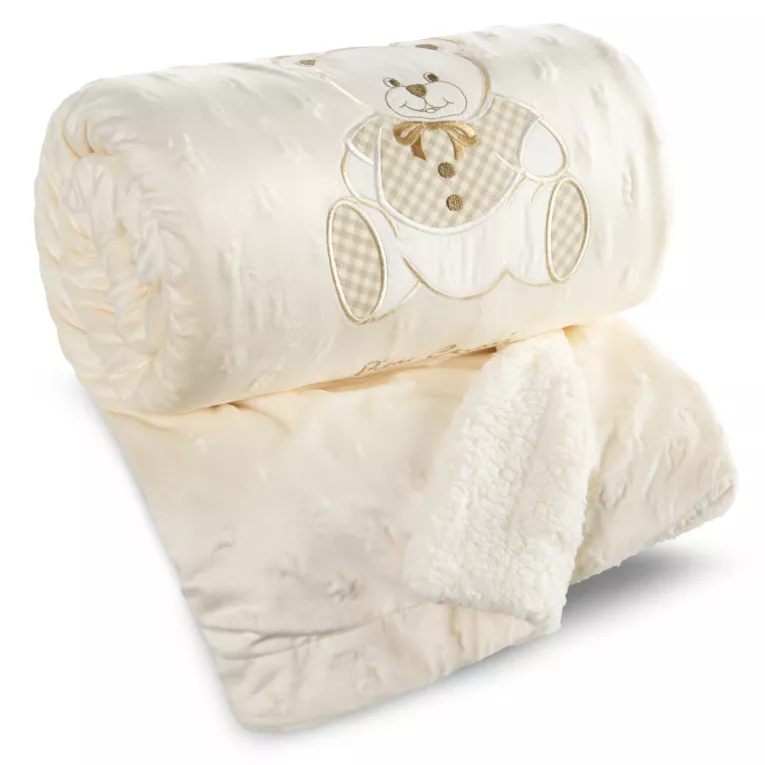 Koc dziecięcy 110x140 cm beżowy z dodatkiem przyjemnej tkaniny barankowej BABY 4 Pierre Cardin Eurofirany