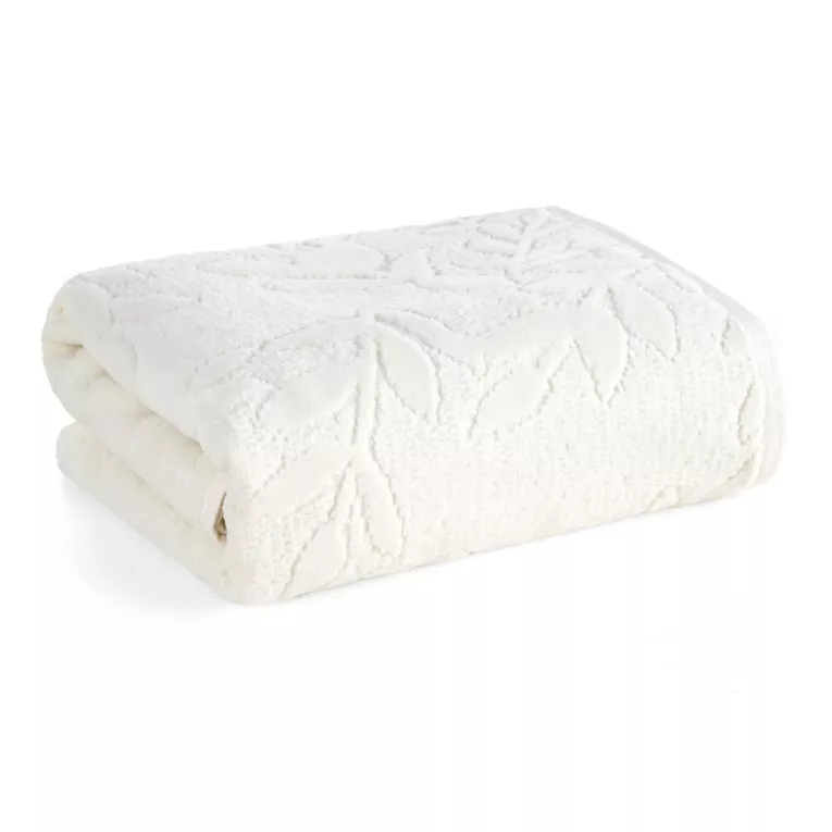 Ręcznik kąpielowy 50x90 cm bawełniany kolor kremowy z wytłaczanym wzorem roślinnym 475 g/m2 FLORIA Eurofirany