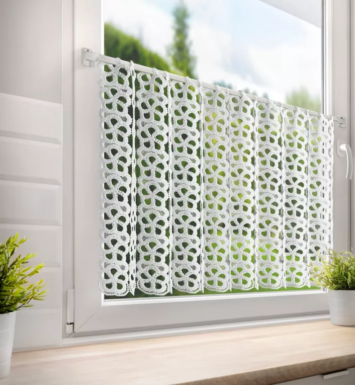 Tkanina firanowa zazdrostka gipiura z grubej nici kordonkowej Eurofirany