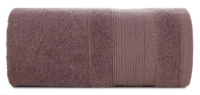 Ręcznik kąpielowy 70x140 cm bawełniany kolor jasnobrązowy w pasy przetykany błyszczącą nicią 500 g/m2 APRIL Eurofirany