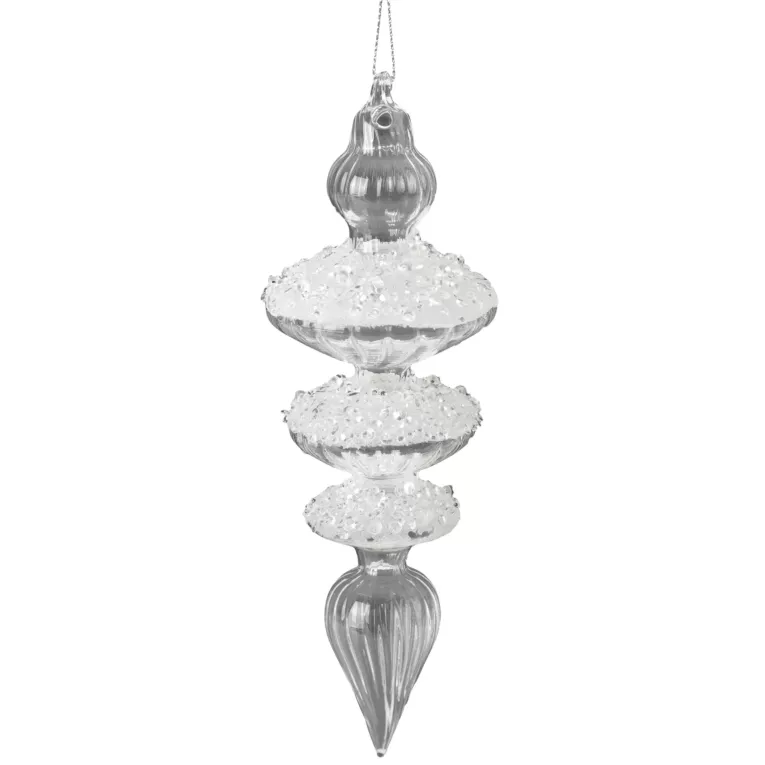 Klasyczna szklana bombka - sopelek ręcznie zdobiona Eurofirany