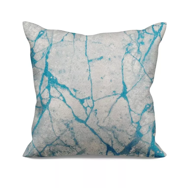 Poszewka szyta turkusowa z gładkiej tkaniny żakardowej z efektem marmuru