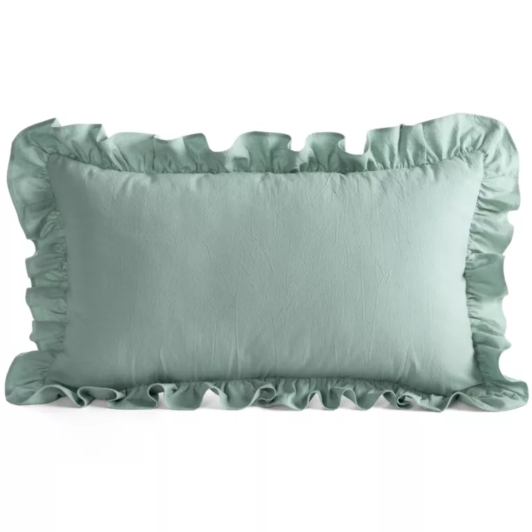 Poszewka na poduszkę 30x50 cm bawełniana z ozdobną falbanką szałwiowa Eurofirany