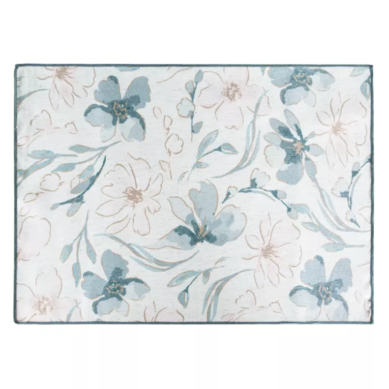 Komplet podkładek 4 szt naturalno, jasnoniebieski 32x45 cm INES 10 z nadrukowanym motywem pastelowych kwiatów