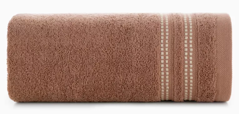 Ręcznik do rąk 30x50 cm bawełniany kolor ceglasty z subtelną bordiurą w paseczki 500 g/m2 ALLY Eurofirany