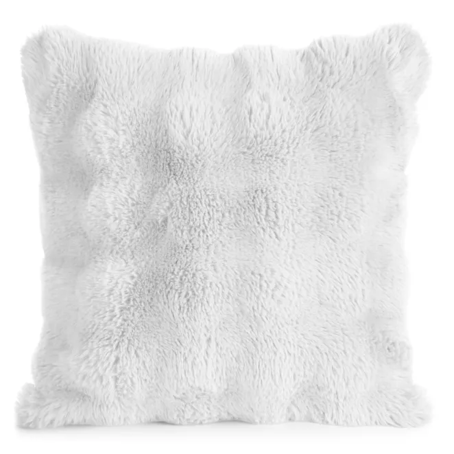 Poszewka na poduszkę 45x45 cm z futerka kolor biały zdobiona efektem 3D LILY Eurofirany