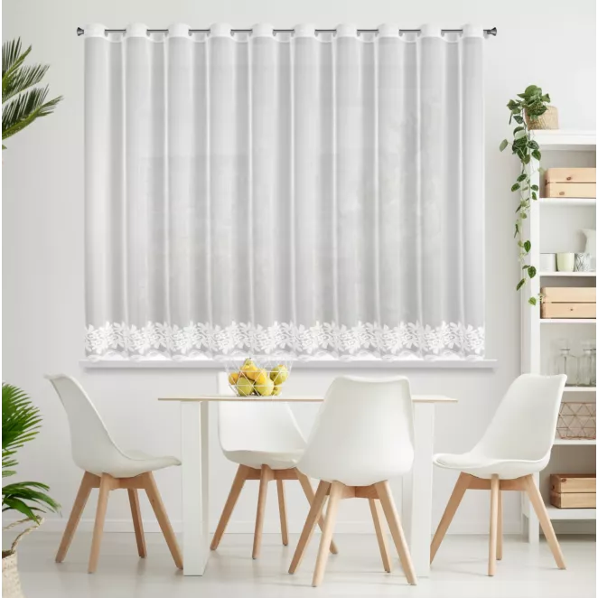 Dekoracja okienna biała z haftem z siateczki 350x150 cm przelotka TALIA Eurofirany