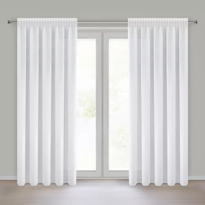 Firana biała z gładkiej matowej tkaniny szyfonowej 140x270 cm taśma DALIA Eurofirany