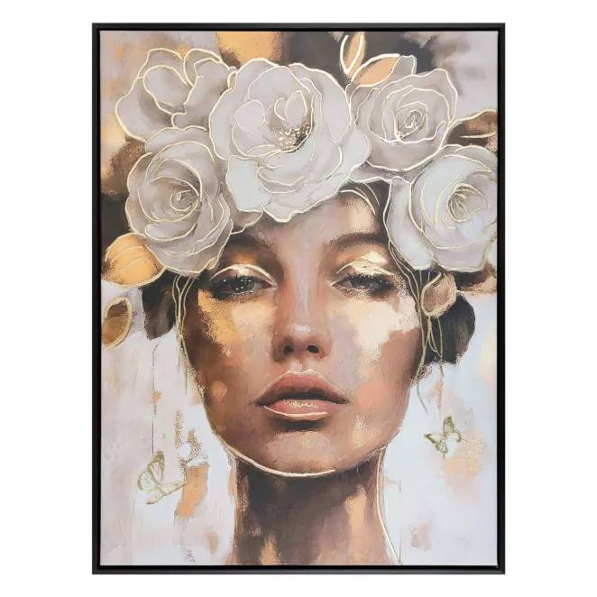 Obraz beżowo, złoty nadruk na płótnie 60x80 cm Eurofirany