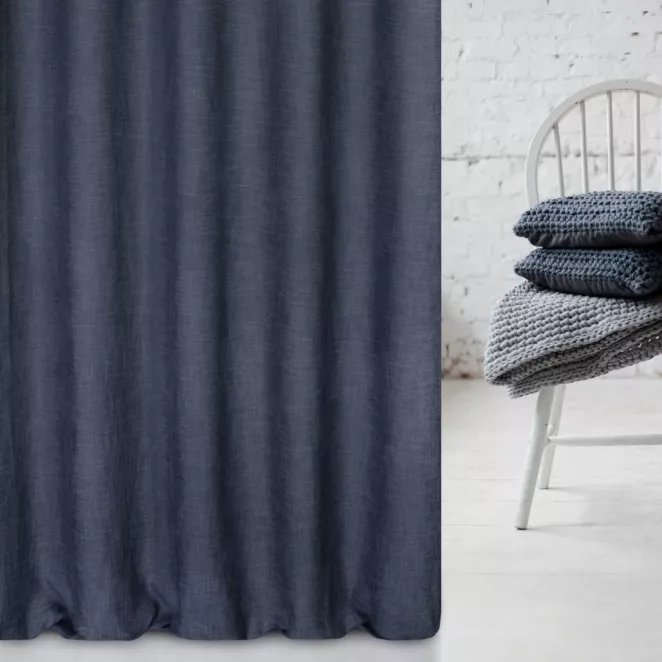 Zasłona szyta na taśmie fala grafitowa o naturalnym, gęstym splocie w stylu eko