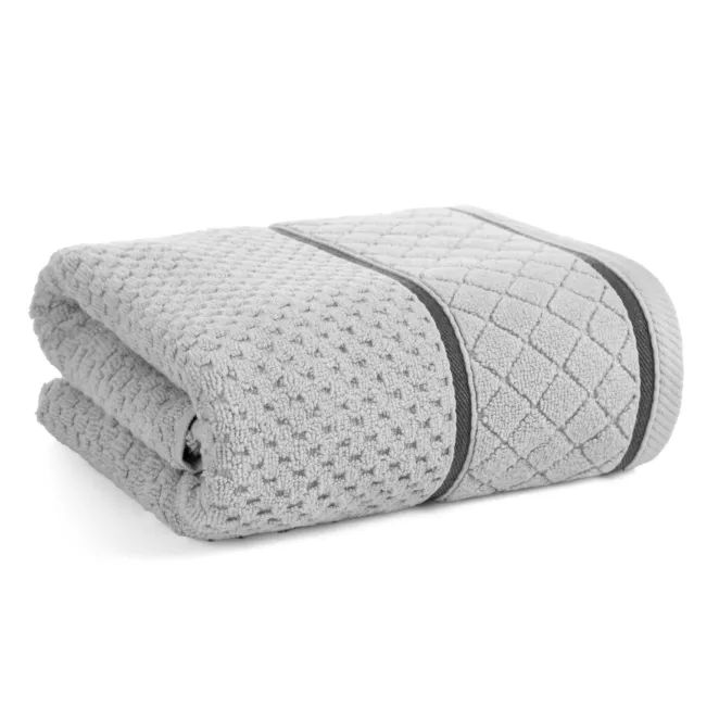 Ręcznik kąpielowy 70x140 cm bawełniany zero twist srebrny o ryżowej strukturze 550 g/m2 FAVORI Eurofirany