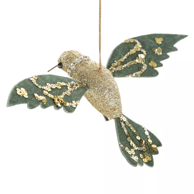 Dekoracyjna ozdoba PTAK z tkaniny welwetowej Eurofirany