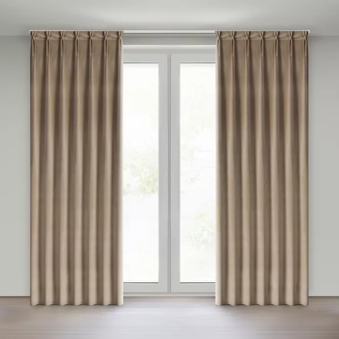 Zasłona ciemnobeżowa z welwetowej tkaniny 80x270 cm system flex - MELANIE Eurofirany