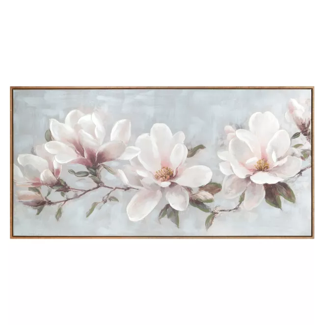 Obraz kremowo, jasnoróżowy ręcznie malowane magnolie 120x60 cm Eurofirany