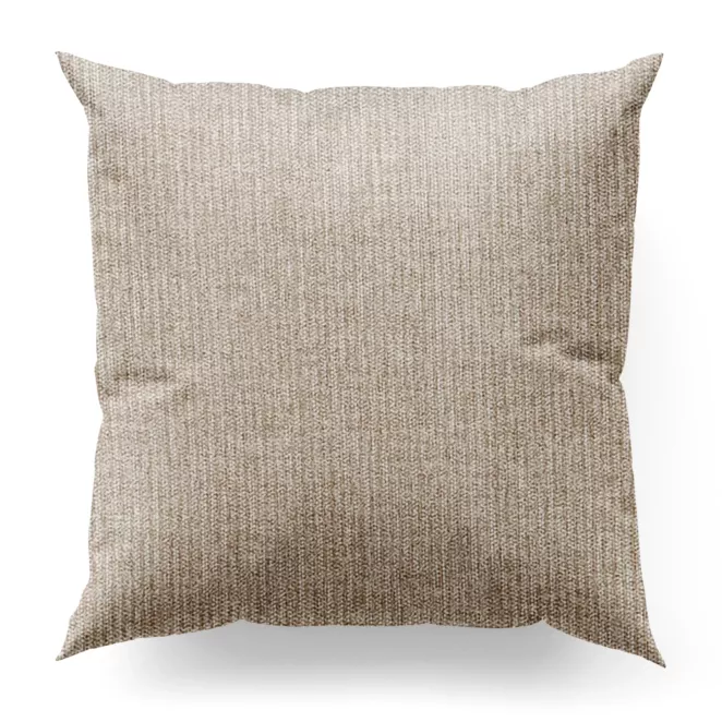 Poszewka szyta jasnobrązowo beżowa z matowej tkaniny o grubym splocie z efektem melanżu