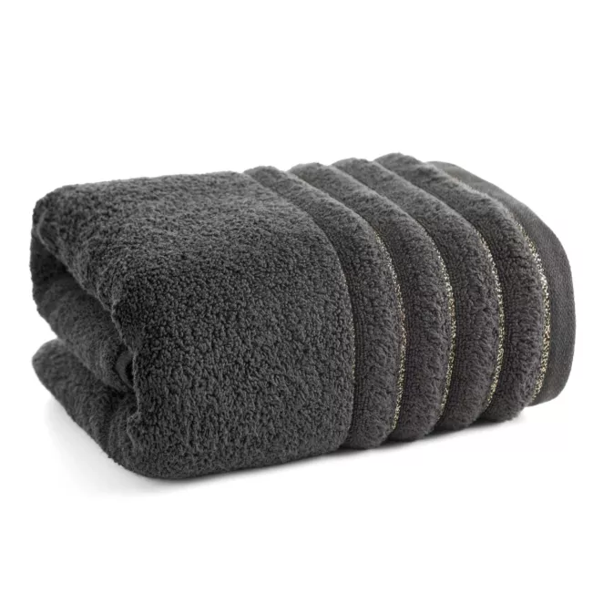 Ręcznik kąpielowy 70x140 cm bawełniany kolor stalowy z błyszczącą bordiurą 500 g/m2 NADINE Eurofirany