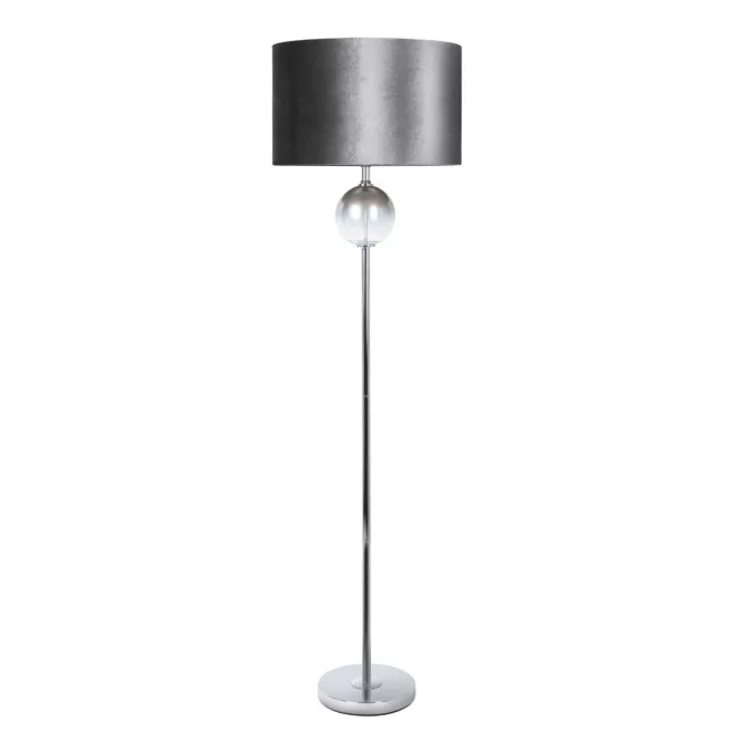Lampa stojąca czarno-srebrna KELSI z welwetowym abażurem Limited Collection Eurofirany