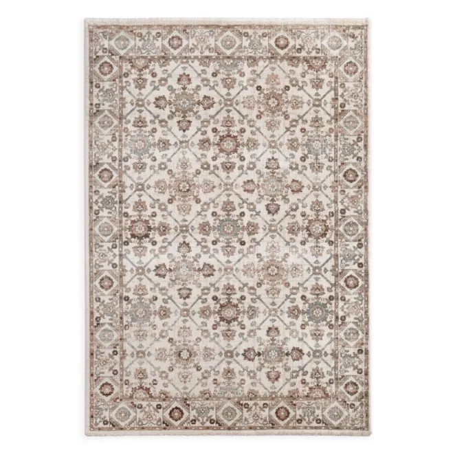 Dywan 60x100 cm kremowo, ceglasty w stylu vintage MONA Eurofirany