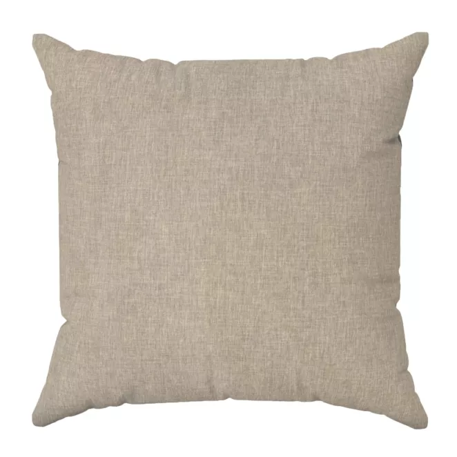 Poszewka szyta ciemnobeżowa z tkaniny zaciemniającej typu dimout o naturalnym splocie, z efektem melanżu