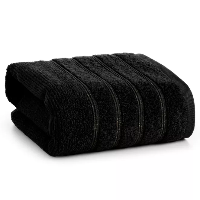 Ręcznik kąpielowy 70x140 cm bawełniany kolor czarny w błyszczące paseczki AMIRA Eurofirany