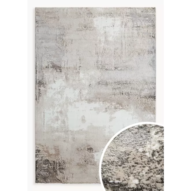 Dywan 60x100 cm jasnoszary, biały zdobiony abstrakcyjnym wzorem ASIA 4 Eurofirany