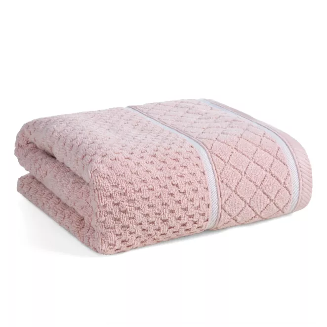 Ręcznik kąpielowy 50x90 cm bawełniany zero twist pudrowy o ryżowej strukturze 550 g/m2 FAVORI Eurofirany