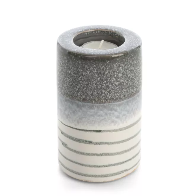 Świecznik dekoracyjny biało, popielaty 9x13 cm VIKI Eurofirany