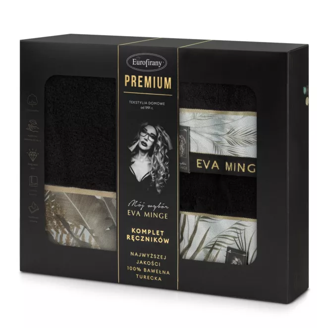 Zestaw ręczników bawełnianych 3 szt kolor czarny 500 g/m2 Eva Minge 17 Eurofirany