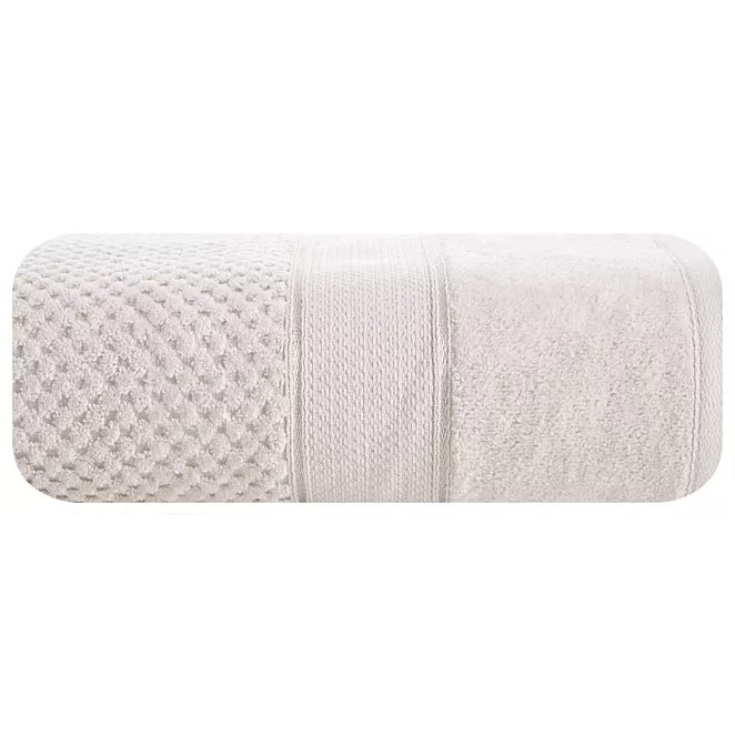 Ręcznik do rąk 90x150 cm bawełniany kolor beżowy z welwetową bordiurą 500 g/m2 JESSI Eurofirany