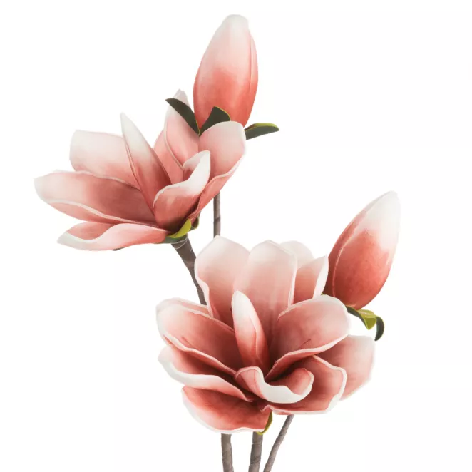 Magnolia gałązka dekoracyjna ciemne różowe sztuczne kwiaty z pianki 59 cm Eurofirany