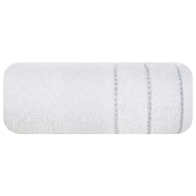 Ręcznik bawełniany biały MARI z bordiurą z welwetu 30x50 cm Eurofirany o gramaturze 500 g/m2