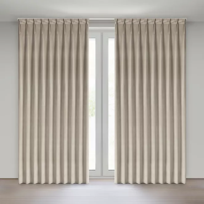 Zasłona beżowa z welwetowej tkaniny 125x270 cm system flex - MELANIE Eurofirany