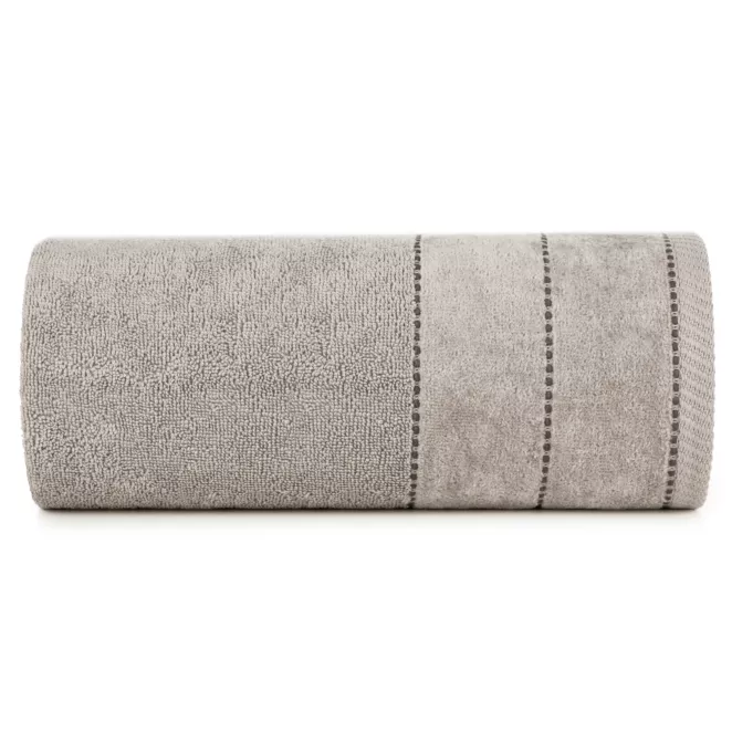 Ręcznik bawełniany ELZA z welurową bordiurą i kontrastującymi paseczkami Eurofirany