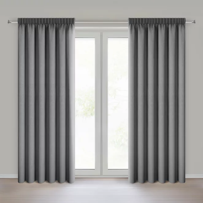 Zasłona stalowa 100% zaciemniająca blackout 140x270 cm taśma - CARLY Eurofirany